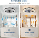 AHAWILL 19.7" FLUSH MOUNT CEILING FAN WITH LIGHT - BLACK - Like New