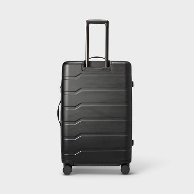 OPEN STORY HARDSIDE LARGE CHECKED SPINNER SUITCASE - BLACK - Like New