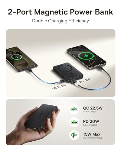 BASEUS MAGSAFE PORTABLE CHARGER IPHONE 10,000MAH 15W MAGNETIC POWER BANK BLACK - Like New