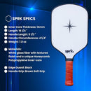 SPRK Fiber Glass Pickleball Paddle with Textured Surface - WHITE/BROWN - Brand New