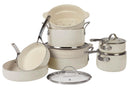 Bloomhouse 12 Piece Aluminum Pots and Pans Cookware Set - Oat White - Like New
