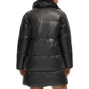 LEVI'S FAUX LEATHER MID-LENGTH PUFFER COAT - SIZE: WOMEN M - BLACK - Brand New