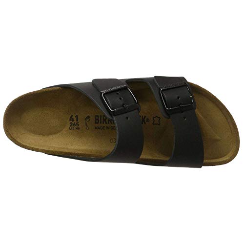 BIRKENSTOCK ARIZONA NARROW LEATHER UNISEX SANDALS SIZE 10 MEN/12 WOMEN BLACK - Like New
