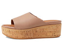FITFLOP ELOISE CORK-WRAP LEATHER WEDGE SLIDES - SIZE: WOMEN 8 (AU/UK W6) - BEIGE - Like New
