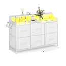 LEADPRO DRESSER FOR BEDROOM 6 DRAWERS LED TV STAND CHEST STORAGE 5730002 - WHITE - Like New