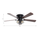 PARROT UNCLE 48" UMMUHAN INDUSTRIAL FLUSH MOUNT CEILING FAN LIGHTING - BLACK - Brand New