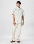 7032 EDDIE BAUER MEN'S PRINTED BAJA SHORT-SLEEVE SHIRT LIGHT GRAY 2XL - Brand New