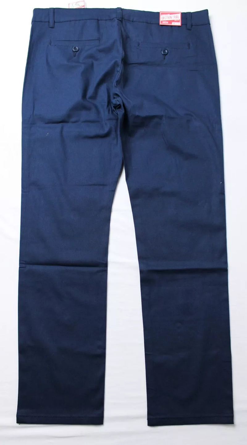 BASTION TRAIL MEN'S CHINO 4 WAY STRETCH PANTS SLIM FIT - SIZE: MEN 38X31 - NAVY - Brand New