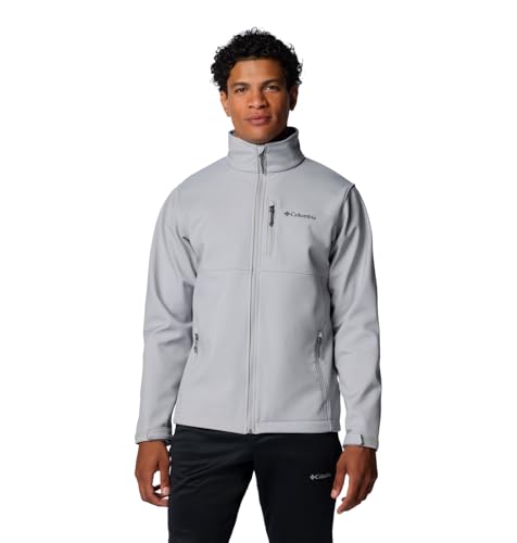 WS6044 COLUMBIA MENS ASCENDER SOFTSHELL FULL ZIP RAIN JACKET , SIZE 3X - GRAY - Brand New