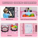 Costzon Kids Kitchen Playset Wooden Pretend Cooking Toy Set - Pink - Brand New