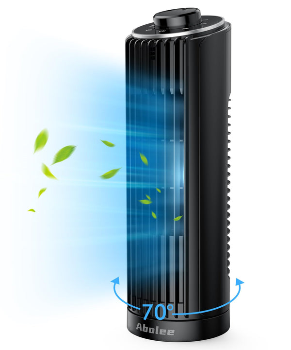 Abolee Tower Fan, 23ft/s Desk Fan, 70° Oscillating Table Fan for Bedroom - BLACK - Like New