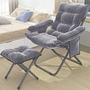 VOJUEAR Modern Accent Fabric Lazy Chair Ottoman Reclining Armchair -CharcoalGrey - Like New