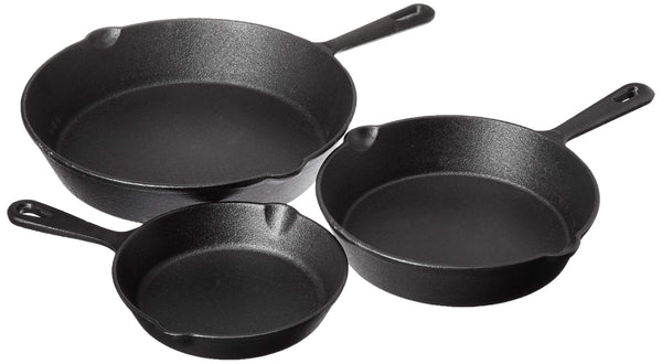Jim Beam Set of 3 Pre Seasoned Cast Iron Skillets, JB0195, - Scratch & Dent