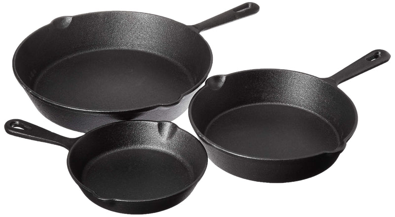 Jim Beam Set of 3 Pre Seasoned Cast Iron Skillets, JB0195, - Scratch & Dent