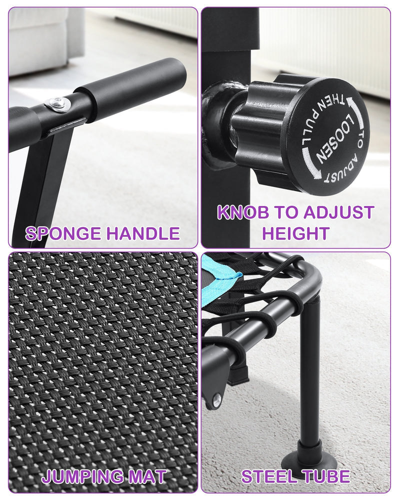 MAXKARE 50" MINI TRAMPOLINE FITNESS HEXAGON EXERCISE REBOUNDER - BLACK - Like New