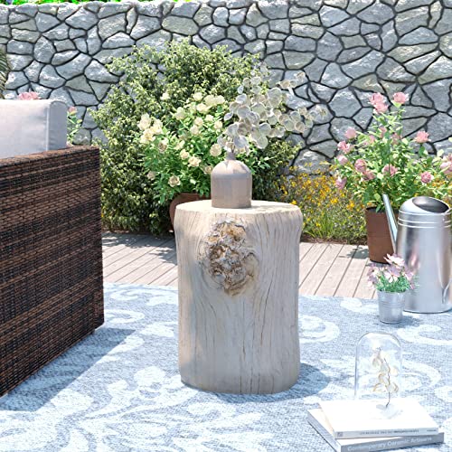 AQUILLA Rustic Stump Side Table, Wood-Look End Table, Stump Accent Table Stool - Like New