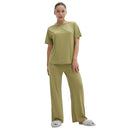 TALMONT WOMEN'S PAJAMA SET SHORT SLEEVE 2 PIECE OUTFITS SIZE: WOMEN 2XL - HAKI - Like New