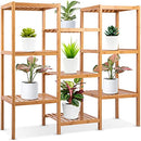 SereneLife 9-Shelf Bamboo Plant Stand - 13'' x 38'' x 35.5'' 9 Tier Adjustable - Like New