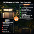 Brightever 4x4 Solar Post Cap Lights Outdoor 8 Packs, Waterproof, Black - Like New