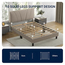 AVENCO QUEEN BED FRAME UPHOLSTERED PLATFORM ADJUSTABLE HEADBOARD - BEIGE - Like New