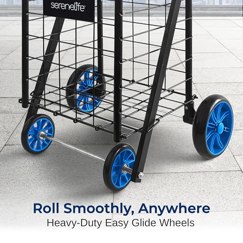 SereneLife Kids Utility/Shopping Cart with Rolling Swivel Wheels - BLUE - Like New