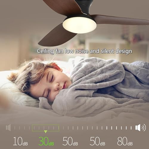 ANKBOY SMART CEILING FAN LIGHTS REMOTE 39" BEDROOM CEILING FAN - BLACK/BROWN - Like New