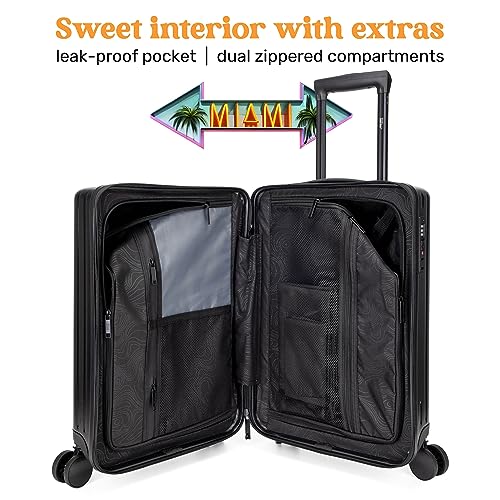 MIAMI CARRYON OCEAN 20 INCH POLYCARBONATE CARRY-ON SUITCASE CARE KIT - BLACK - Like New