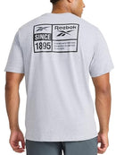 REEBOK MEN SMALL LOGO CREWNECK T-SHIRT, LIGHT COTTON-POLY JERSEY, MEDIUM, GRAY - Brand New