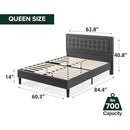 ZINUS Dachelle Upholstered Platform Bed Frame, Mattress Foundation - Dark Grey - Like New