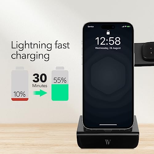 WASSERSTEIN WIRELESS CHARGER 3-in-1 CHARGING STATION CHARGER STAND - BLACK - Like New