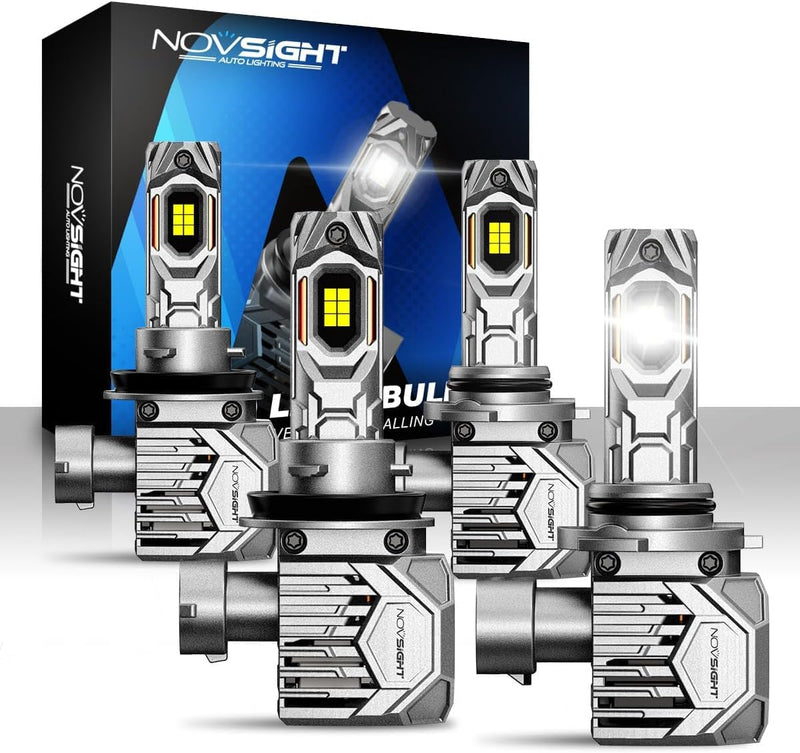 NOVSIGHT H11 9005 FOG BULBS 130W 30000 LM 6500K COOL WHITE HB3 LIGHT BULB 4PK - Like New