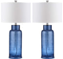 SAFAVIEH LIGHTING COLLECTION BOTTLE GLASS BLUE/CREAM TABLE LAMP SET OF 2 - Like New