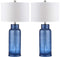 SAFAVIEH LIGHTING COLLECTION BOTTLE GLASS BLUE/CREAM TABLE LAMP SET OF 2 - Like New