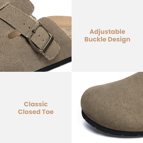 XIakolaka Women Suede Clogs Adjustable Buckle Slip On Home Clog Taupe Size 9 - Like New