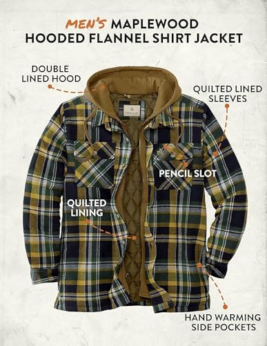 LEGENDARY WHITETAILS MEN'S MAPLEWOOD HOODED SHIRT JACKET - SIZE: MEN L - PLAID - Brand New