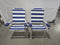 RIO BEACH 2-PACK 17" EXTENDED HEIGHT 4-POSITION FOLDING BEACH CHAIR - BLUE WHITE - Like New
