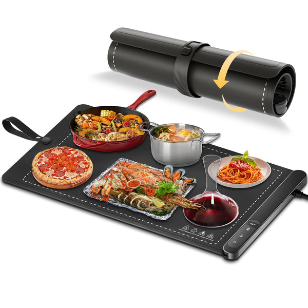 HERTIENDO FOOD WARMING MAT UPGRADED GRAPHENE FOLDABLE HEATER FOOD PAD BLACK - Like New