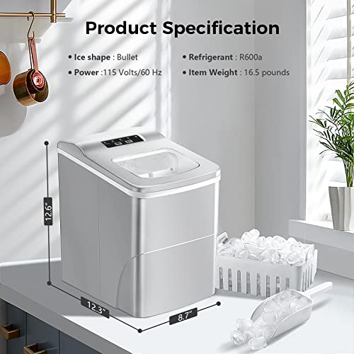 AGLUCKY Ice Makers Countertop with Self-Cleaning, 26lbs/24hrs, 9 Cubes Ready - Brand New