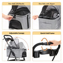 SKISOPGO Dog Cat Pet Gear 3-in-1 Foldable Pet Stroller Detachable Carrier Gray - Like New