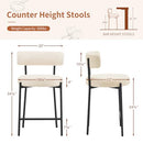 Furnilivng 24'' Bar Stools Set of 2 Boucle Counter Height Bar Stools - White - Like New