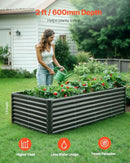 VEVOR Metal Raised Bed Galvanised Garden Planter 2400 x 1200 x 600 mm Dark Grey - Brand New