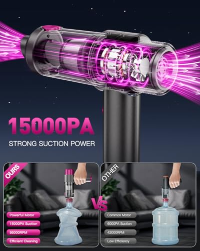 EYYA Car Vacuum Cleaner Cordless, 15000PA High Power - Gray & Pink - Brand New