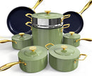 NUWAVE LUX LE 13-PC COOKWARE SET ELEGANT GOLD HANDLE DIAMOND INFUSED 31915CWT - Like New
