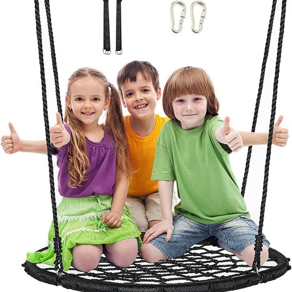 ALBOTT 40" TREE SWING SET - SPIDER WEB ROUND NET SWING - BLACK Like New