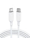 ANKER POWERLINE III USB-C TO USB-C 2.0 CABLE 6FT USB-C TO USB-C CABLE - WHITE - Like New