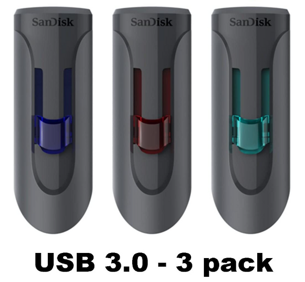 SanDisk 16GB CRUZER GLIDE 3.0 USB FLASH DRIVE SDCZ600-016G-AC25T - 3 PACK New