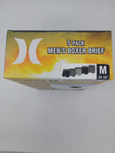 HURLEY MENS 5 PACK STRETCH BOXER BRIEFS - SIZE: MEN M - BLACK/GRAY/WHITE - Brand New