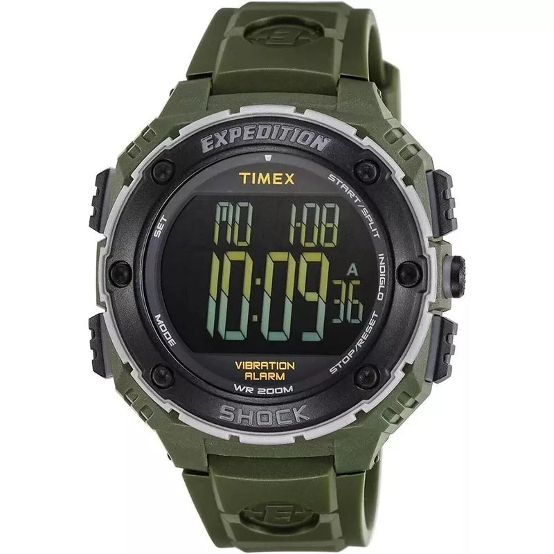 TIMEX TW4B24100 EXPEDITION VIBRATING ALARM WATCH - GREEN - Like New