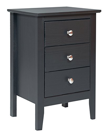 ADEPTUS JELA EASY PIECES SOLID WOOD 3 DRAWER END TABLE/NIGHTSTAND, 77245 - BLACK - Like New