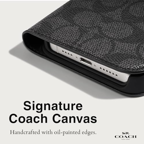 COACH SIGNATURE CANVAS TWO PIECE DETACHABLE WALLET FOLIO IPHONE 15 PRO MAX CASE - Like New